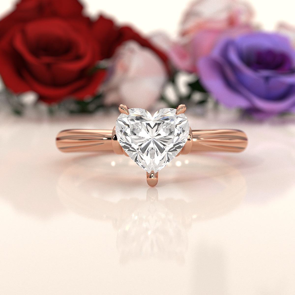 4.2g Ridged Solitaire Prong Set Lab Grown Diamond Engagement Ring IGI Certified 2.6mm 1.00 Ctw.